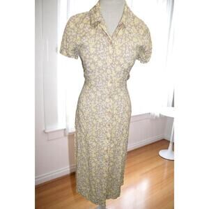 Vintage Y2K Old Navy Button Front Midi Dress – Size 2 – Daisy Floral Rayon